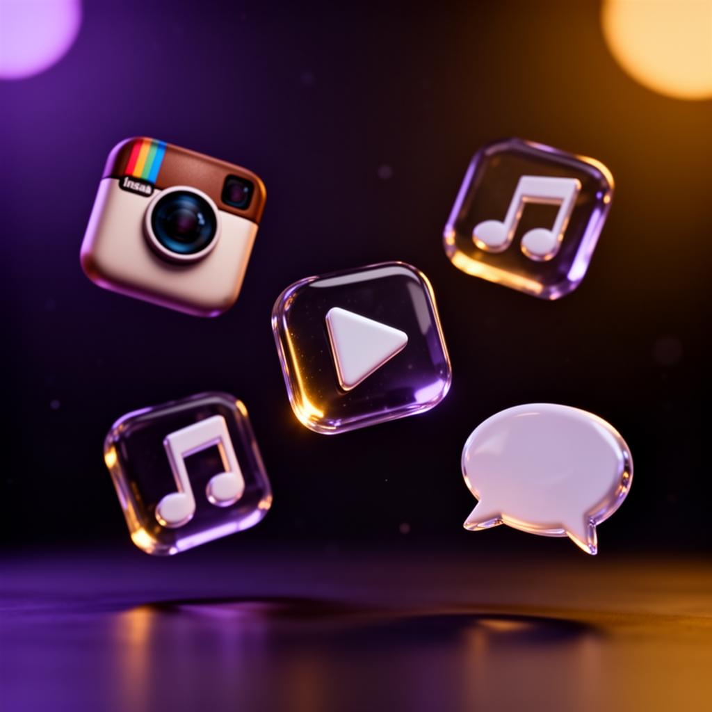 3D social media platform icons